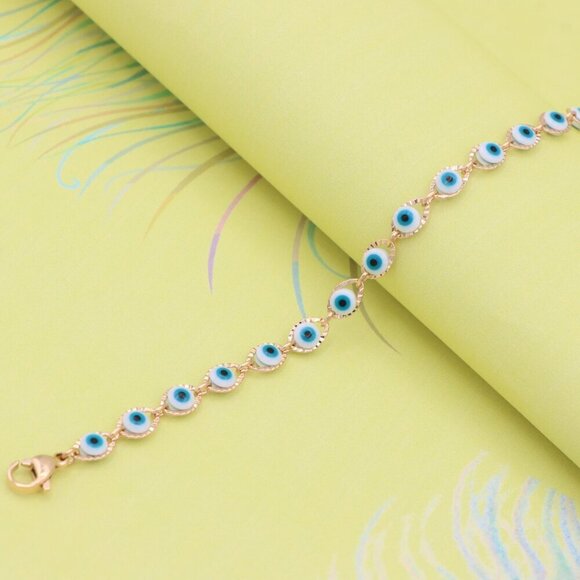 "Delicate Rose Gold Evil Eye Bracelet, XPBL0780 - Picture 2 of 12